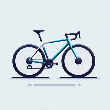Vector illustration of a bicycle on a light blue background. Flat style.のイラスト素材