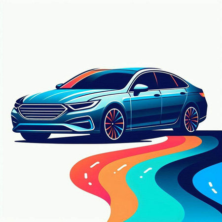 sport car on the road, vector illustration, eps10のイラスト素材