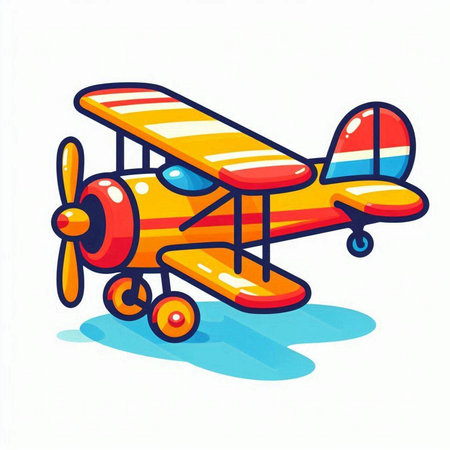 Vintage airplane isolated on white background. Hand drawn vector illustration.のイラスト素材