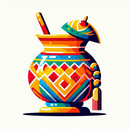 Vector illustration of traditional indian pottery in flat style. Colorful vector illustration.のイラスト素材