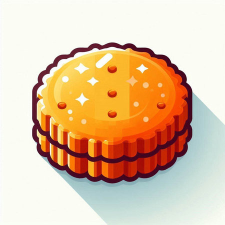 Illustration of a round biscuit with cream. Vector illustration.のイラスト素材