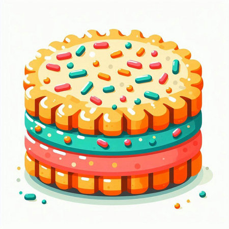 Illustration of a cake with colorful sprinkles on a white backgroundのイラスト素材