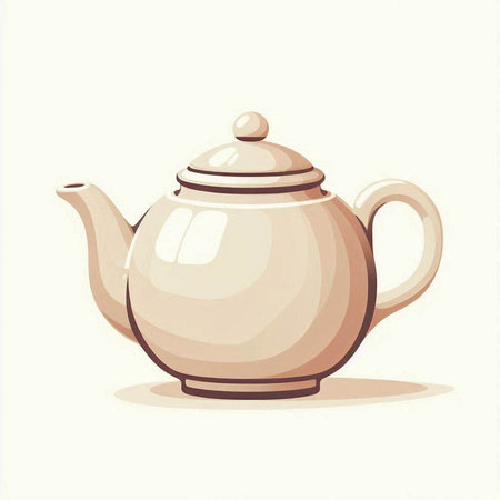 Vector illustration of a porcelain teapot on a white backgroundのイラスト素材