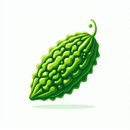 Bitter melon isolated on a white background. Vector illustration.のイラスト素材