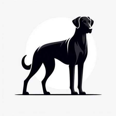 Black dog on a white background. Vector illustration for your design.のイラスト素材