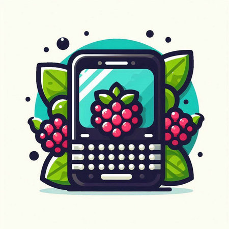Smartphone with berries and leaves. Vector illustration in flat style.のイラスト素材