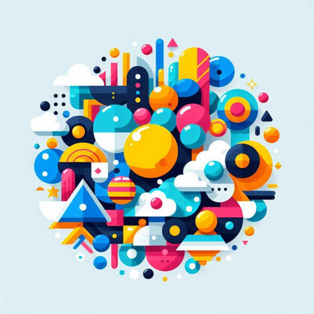 Abstract colorful shapes in the form of a circle. Vector illustration.のイラスト素材