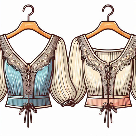 Illustration of a corset in vintage style on a white backgroundのイラスト素材