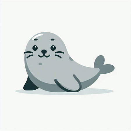 Cute seal cartoon character. Vector illustration of a cute seal.のイラスト素材