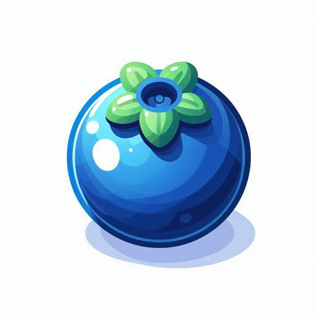 Blueberry isolated on white background. Vector illustration in cartoon style.のイラスト素材