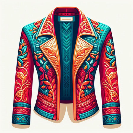 Vector illustration of a man's jacket in ethnic style. Vector illustrationのイラスト素材