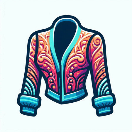 Illustration of a warm jacket with a pattern on a white backgroundのイラスト素材