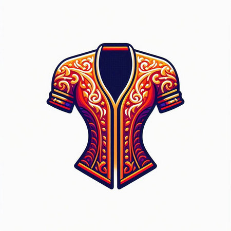 Tribal embroidery design on a white background. Vector illustration.のイラスト素材