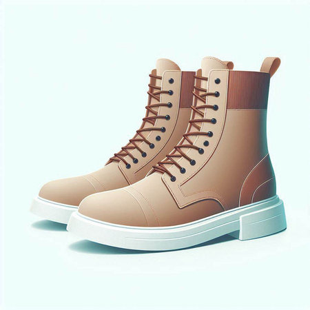 Pair of brown leather boots isolated on white background. 3d render