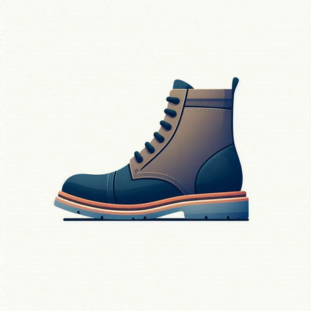 Illustration of a hiking boots on a white background with space for textのイラスト素材