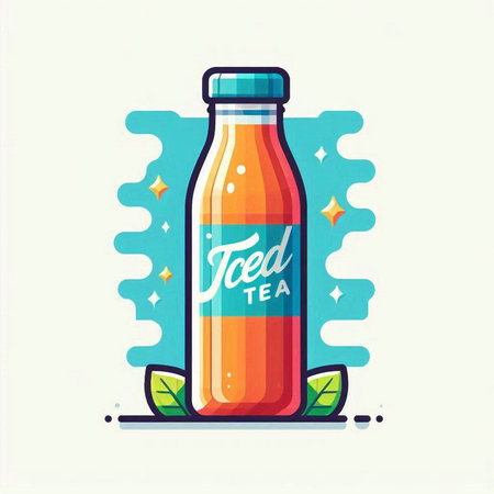 Bottle of fresh juice with lettering. Vector illustration in flat style.のイラスト素材