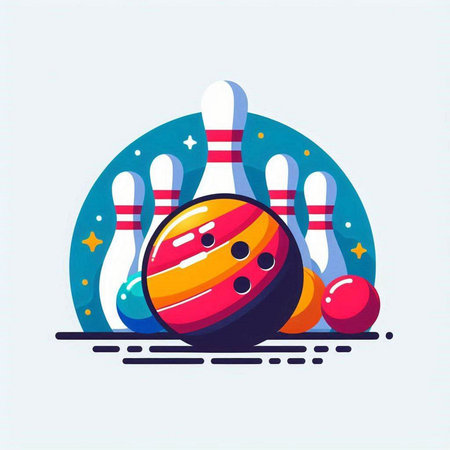 Bowling vector illustration. Bowling ball and pins. Vector illustration.のイラスト素材