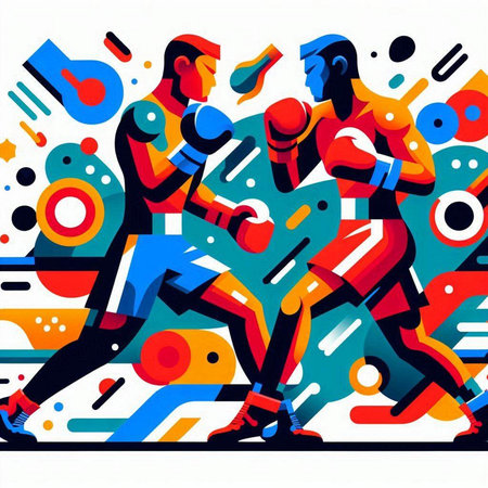Boxing background. Vector illustration in flat style. Sport concept.のイラスト素材
