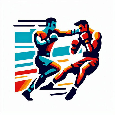 Boxing, muay thai, kickboxing, vector illustrationのイラスト素材