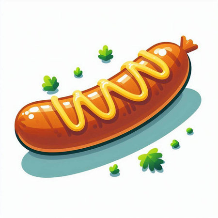 Hot dog on a white background. Vector illustration. Eps 10.のイラスト素材