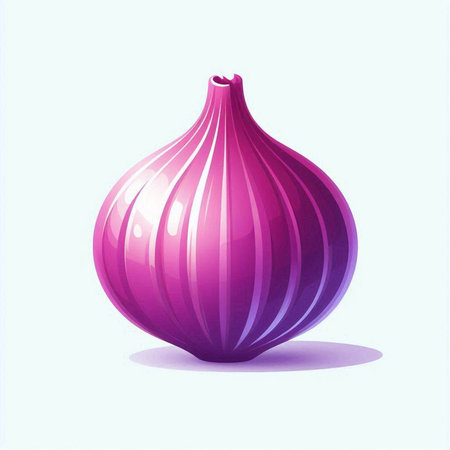Illustration of a purple onion on a blue background, vector illustrationのイラスト素材