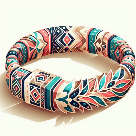 Hand-drawn bracelets with ethnic ornament. Colorful vector illustration.のイラスト素材