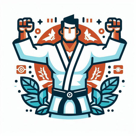 Tae Kwon Do fighter. Vector illustration in flat style.のイラスト素材