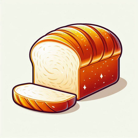Illustration of a sliced loaf of bread on a white background.のイラスト素材