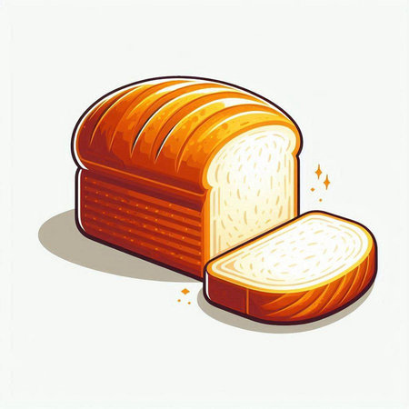 Illustration of a slice of bread on a white background. Vector illustrationのイラスト素材