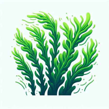 Green seaweed. Vector illustration of sea plant isolated on white background.のイラスト素材
