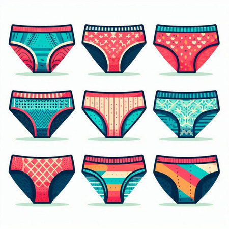 Women's underwear set isolated on white background. Hand drawn vector illustration.のイラスト素材