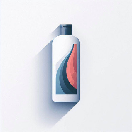 Cosmetic bottle with a droplet of liquid. Vector illustration.のイラスト素材