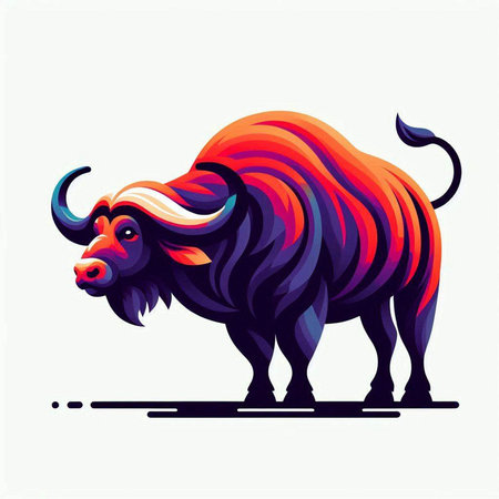 Vector illustration of a stylized bull on a white background. Symbol of 2021.のイラスト素材