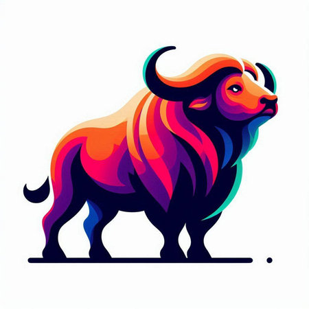 Vector illustration of a stylized bull. Isolated on white background.のイラスト素材