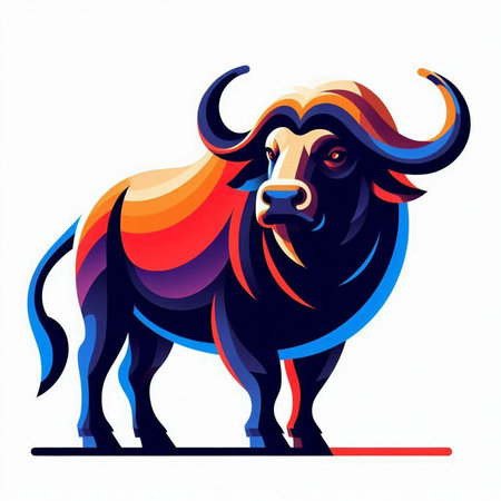 Bull on a white background. Vector illustration. Colorful illustration.のイラスト素材