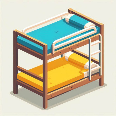 Bunk bed isometric icon. Vector illustration of a double bed.