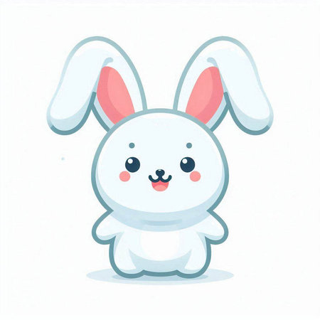 Cute cartoon rabbit. Vector illustration isolated on a white background.のイラスト素材