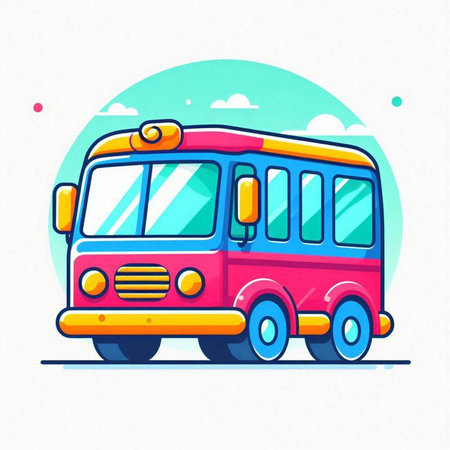School bus. Vector illustration in flat cartoon style on white background.のイラスト素材
