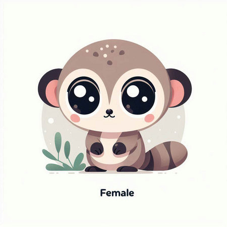 Cute baby raccoon. Vector illustration in flat cartoon style.のイラスト素材