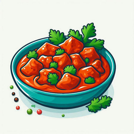 Meatballs in tomato sauce with parsley and pepper. Vector illustration.のイラスト素材