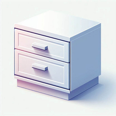 Illustration of a white chest of drawers on a white backgroundのイラスト素材
