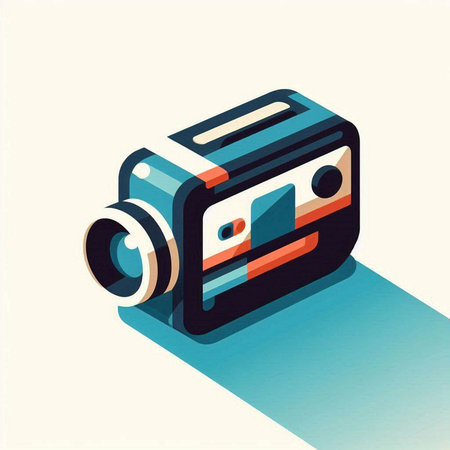 Retro camera isometric icon. Vector illustration of retro camera.のイラスト素材