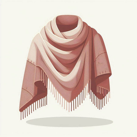 Beige scarf on a white background. Vector illustration of a scarf.のイラスト素材