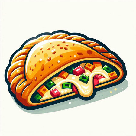 Vector illustration of a sandwich with cheese, tomato sauce and mayonnaiseのイラスト素材