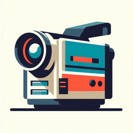 Video camera icon in flat style. Vector illustration of video camera.のイラスト素材