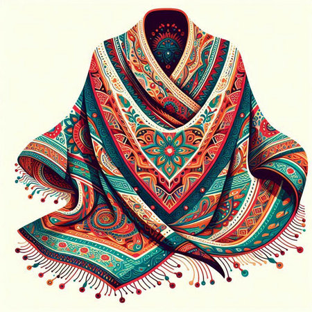 Vector illustration of a Scarf in Indian style on white background.のイラスト素材