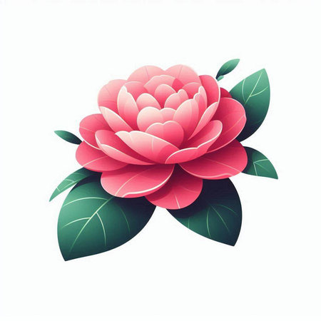 Camellia flower isolated on white background. Vector illustration.のイラスト素材