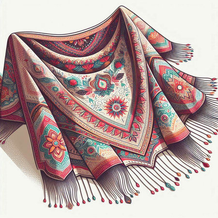 Hand drawn colorful shawl. Vector illustration for your design.のイラスト素材