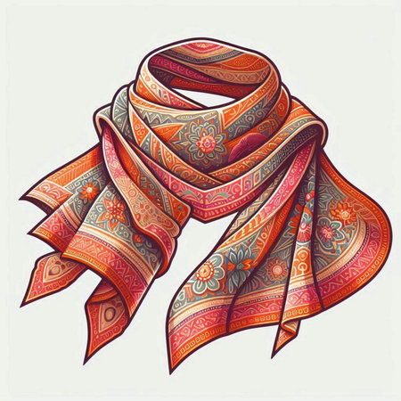 Vintage style hand drawn scarf. Vector illustration for your design.のイラスト素材