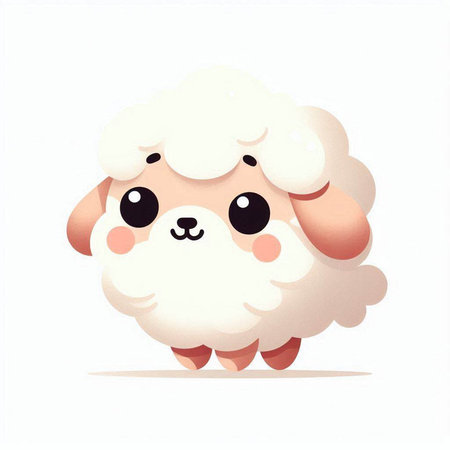 Illustration of cute white sheep isolated on white background. Vector illustration.のイラスト素材
